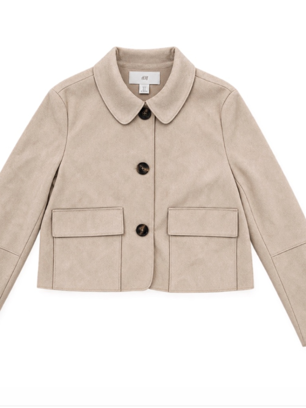 H&M Beige Faux Suede Cropped Jacket NWT XXL